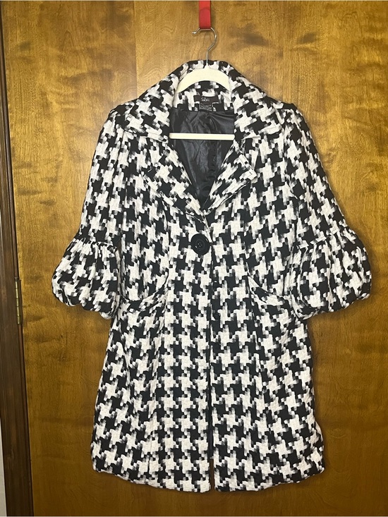 Luiis Jackets & Blazers - Luii Black White Houndstooth Textured Jacket Coat Women’s Small